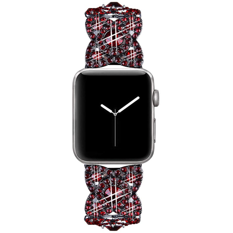 VIQIV Bling Bands for Compatible with Apple Watch 42mm 44mm 45mm 46mm 49mm Ultra Iwatch Series 11 10 9 8 7 6 5 4 3 SE SE2, Diamond Rhinestone Stainless Steel Metal Bracelet Wristband Strap for Women Red - Image 5